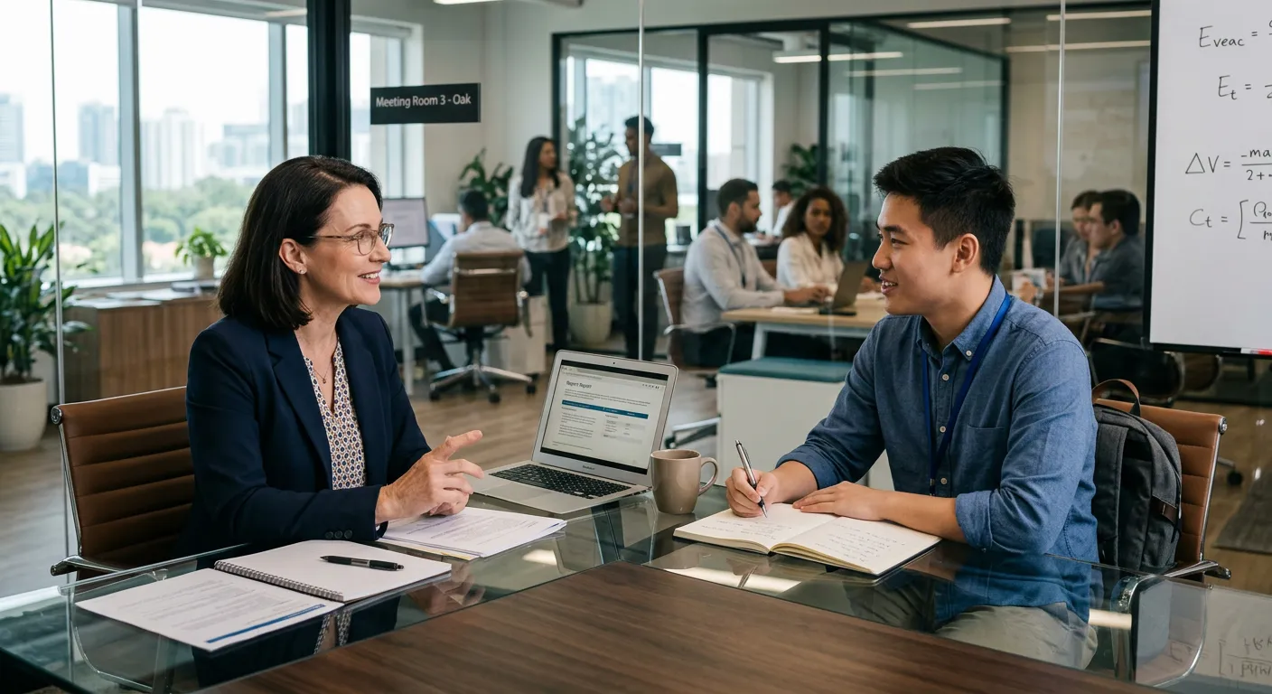 California HR manager meeting with an employee to discuss a workplace accommodation request